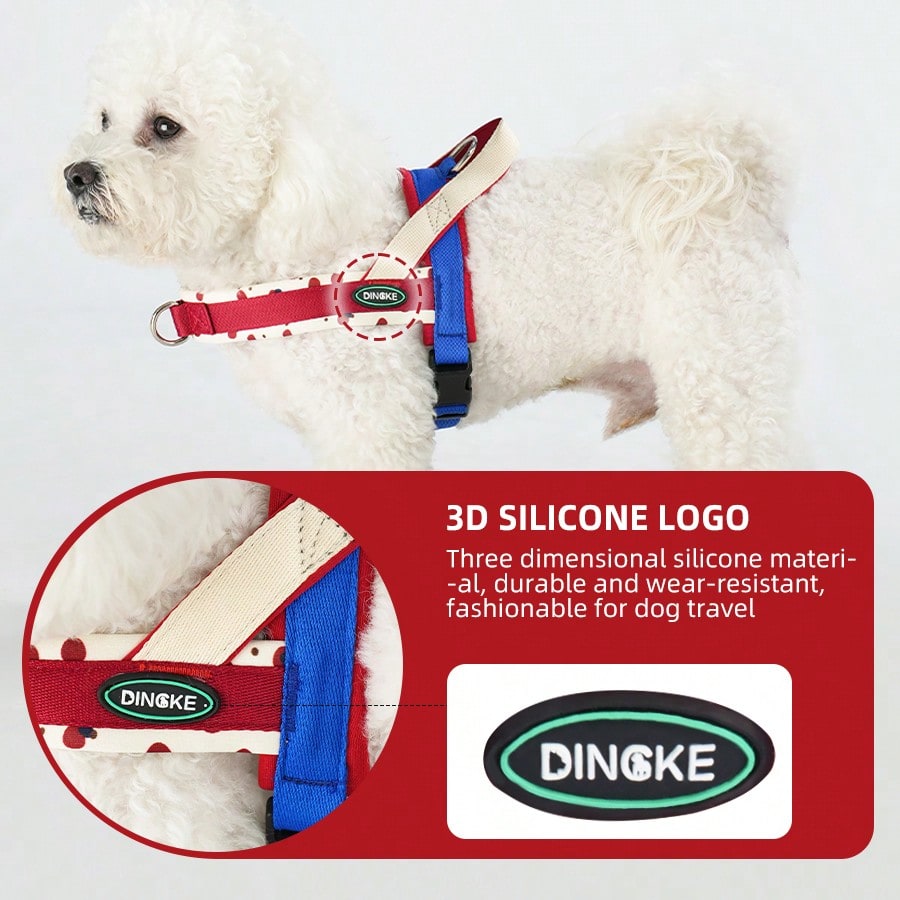 Soft padded colorblock dog harness for small to medium dogs and active puppies, made from polyester for everyday walking.