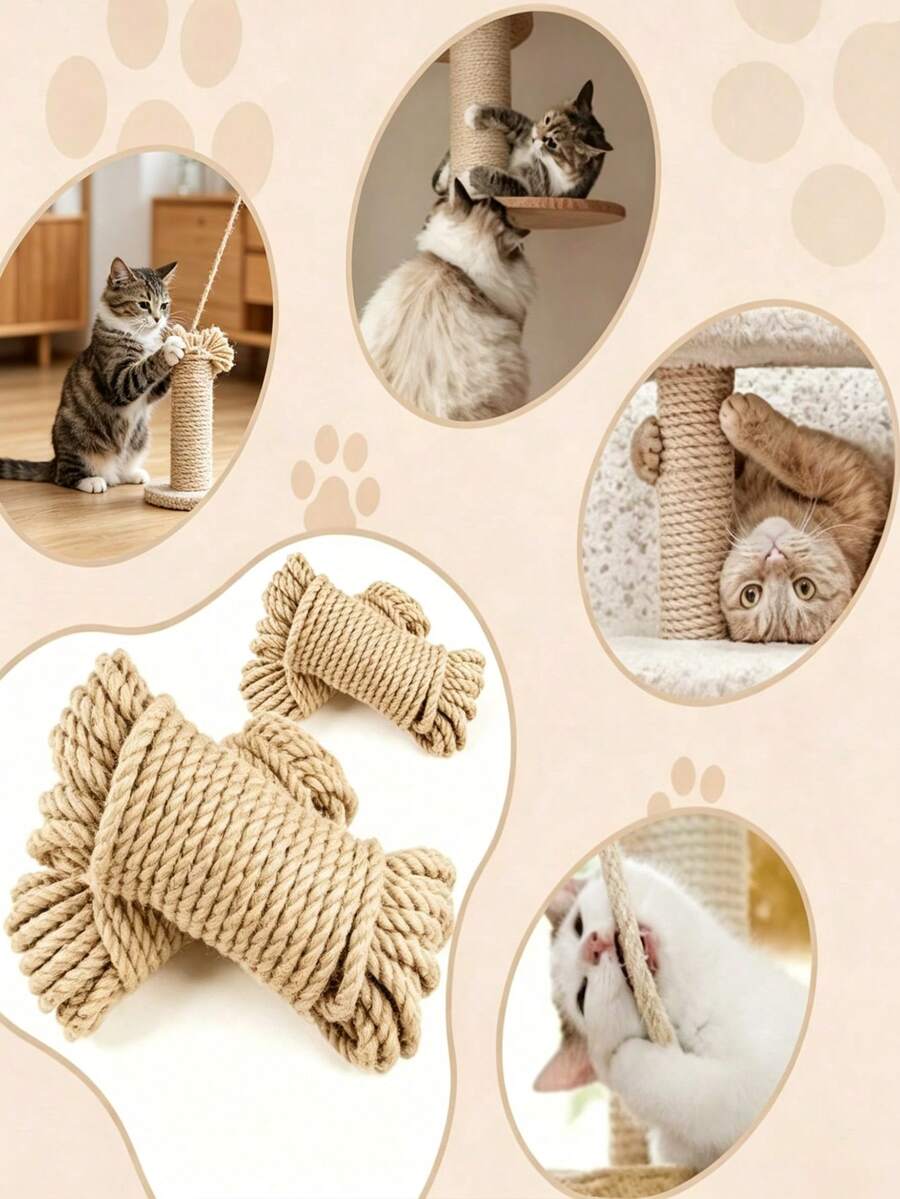 Multicolor 393-inch polyamide cat scratching post rope for DIY pet toys and cat furniture repair.
