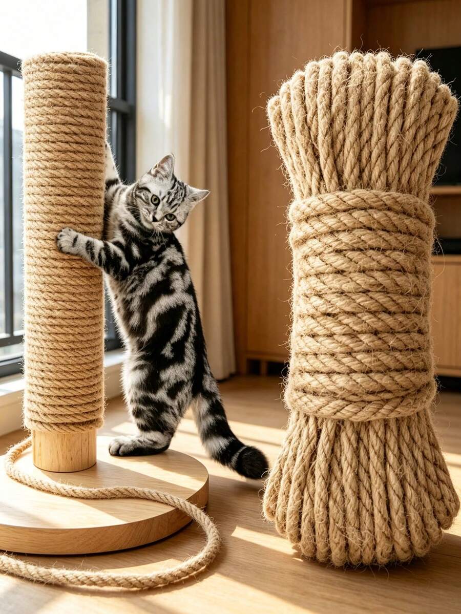 Multicolor 393-inch polyamide cat scratching post rope for DIY pet toys and cat furniture repair.