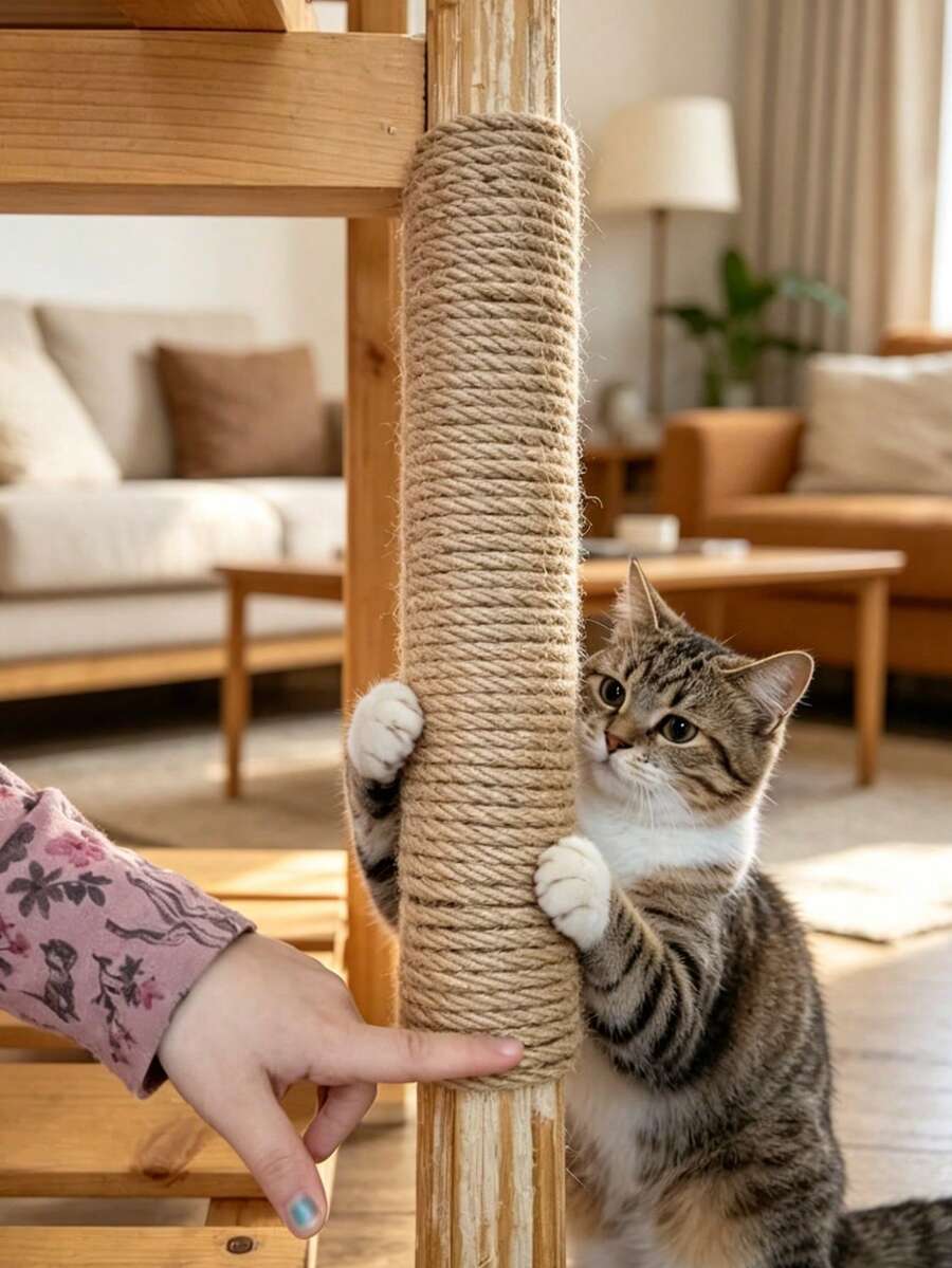 Multicolor 393-inch polyamide cat scratching post rope for DIY pet toys and cat furniture repair.