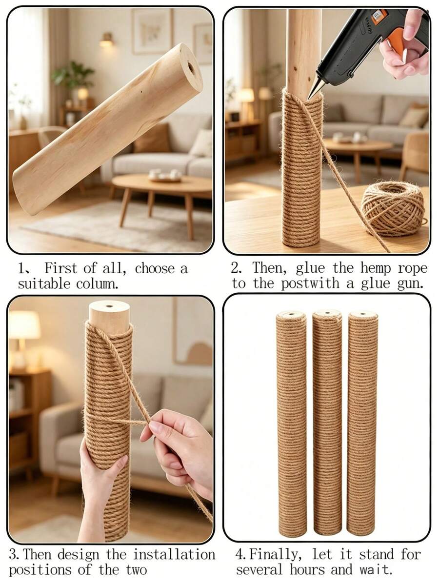 Multicolor 393-inch polyamide cat scratching post rope for DIY pet toys and cat furniture repair.