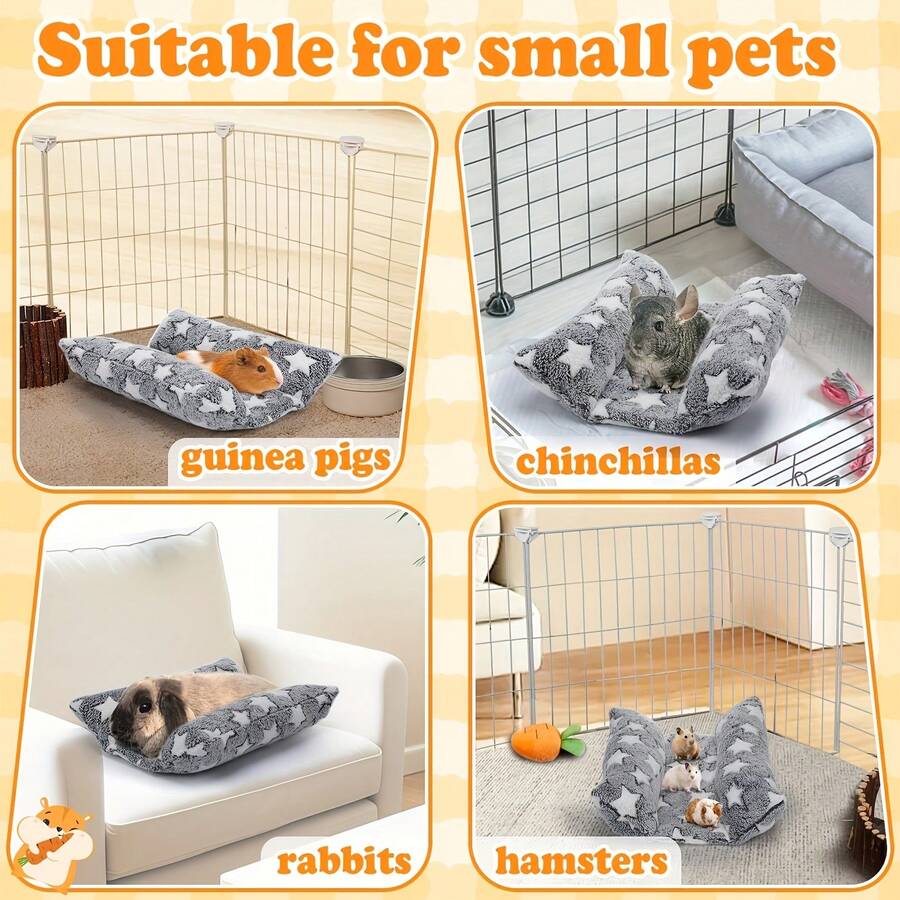 Navy blue soft plush wrap-around pet bed with raised edges for rabbits and small animals.