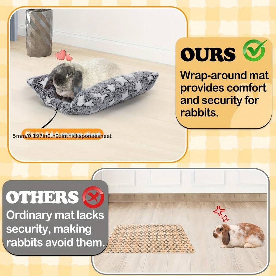 Navy blue soft plush wrap-around pet bed with raised edges for rabbits and small animals.