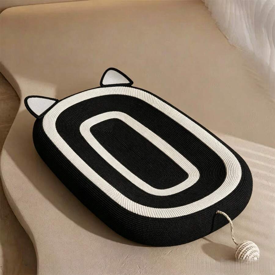 Plain oval cat scratching board bed with sisal rope mat for indoor cats