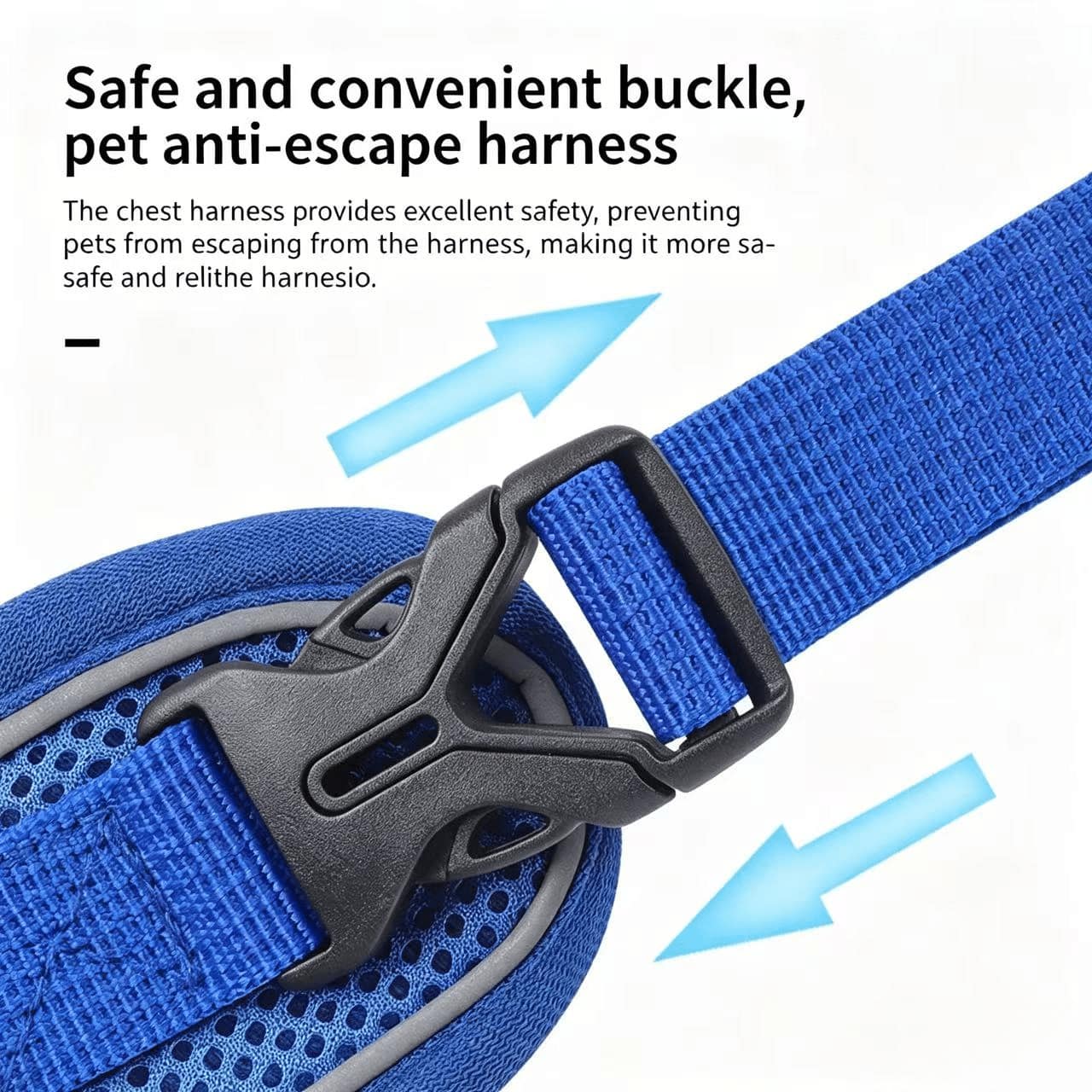 Reflective anti-pull dog harness and leash set with quick release buckle and comfortable thick handle for walking and training cats or dogs