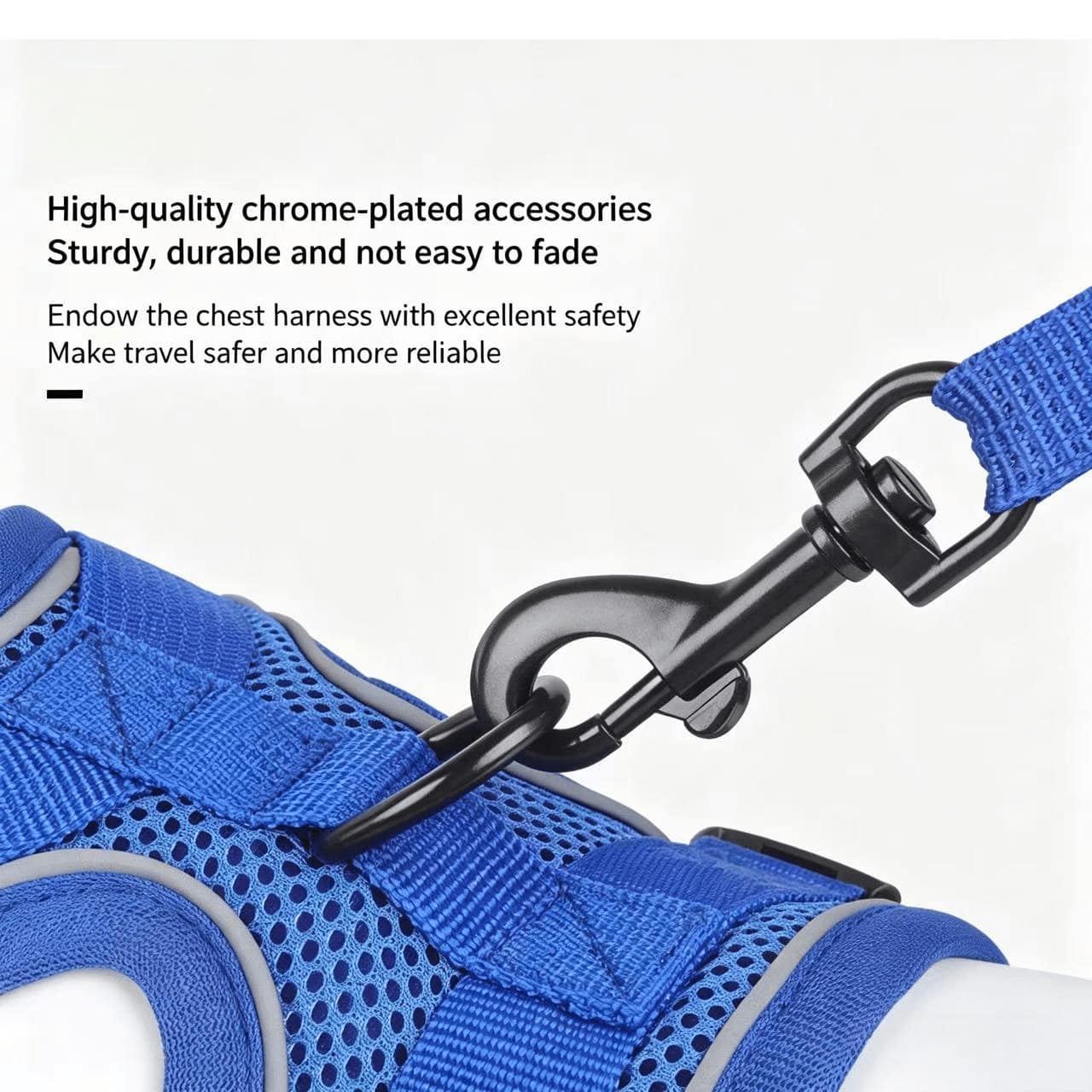 Reflective anti-pull dog harness and leash set with quick release buckle and comfortable thick handle for walking and training cats or dogs