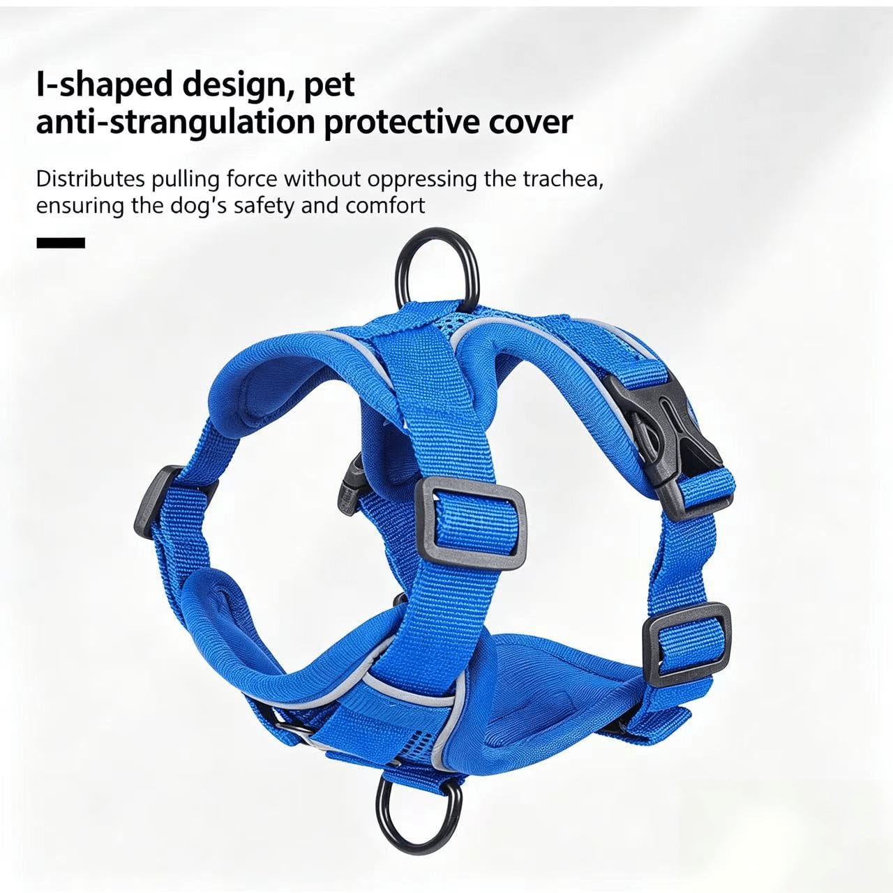 Reflective anti-pull dog harness and leash set with quick release buckle and comfortable thick handle for walking and training cats or dogs