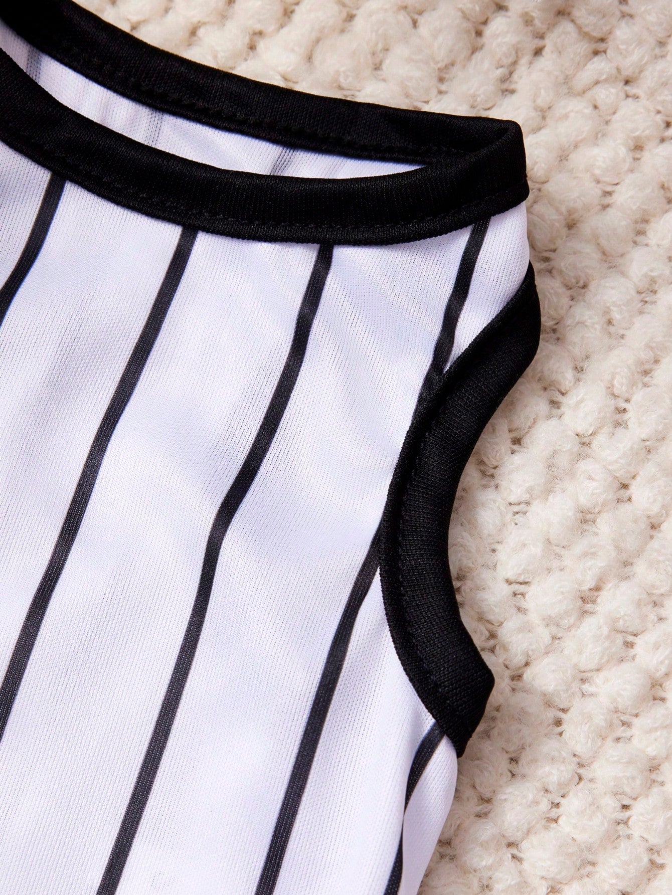1pc Domineering Brown Bear Printed Pet Vest With Black And White Stripes, Casual Style, Gentle And Breathable, Anti Shedding Pet Clothes