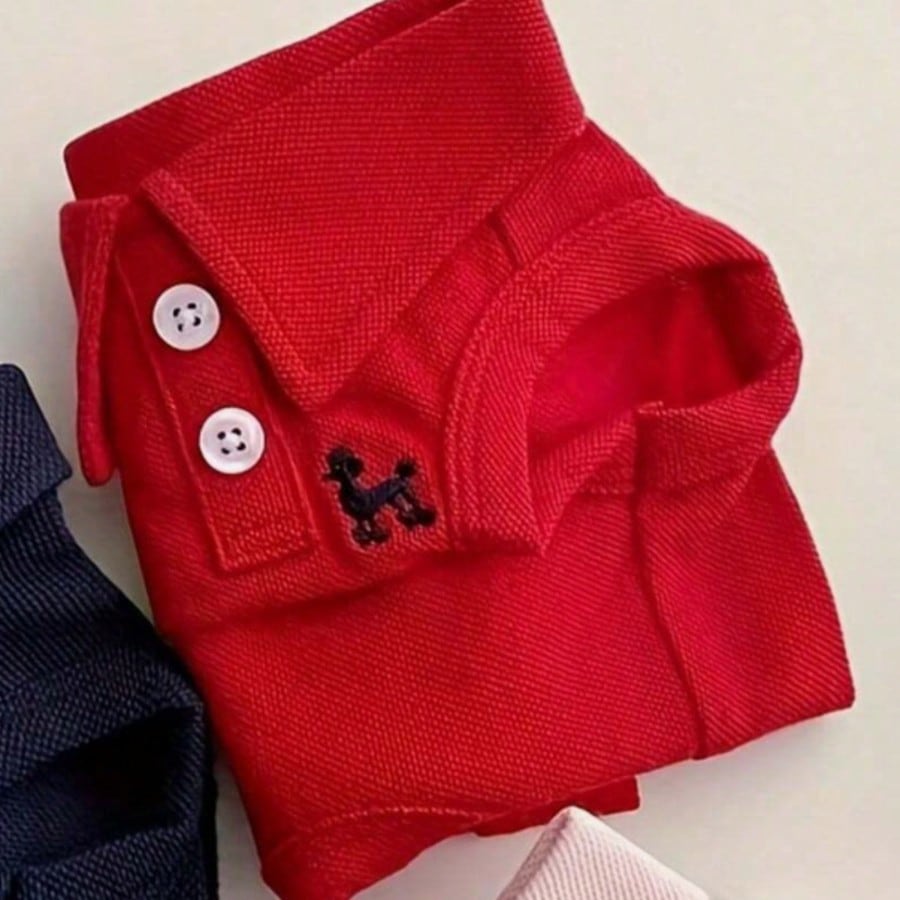 One Piece Solid Color Pet Polo Embroidered Shirt For Spring And Summer Vest