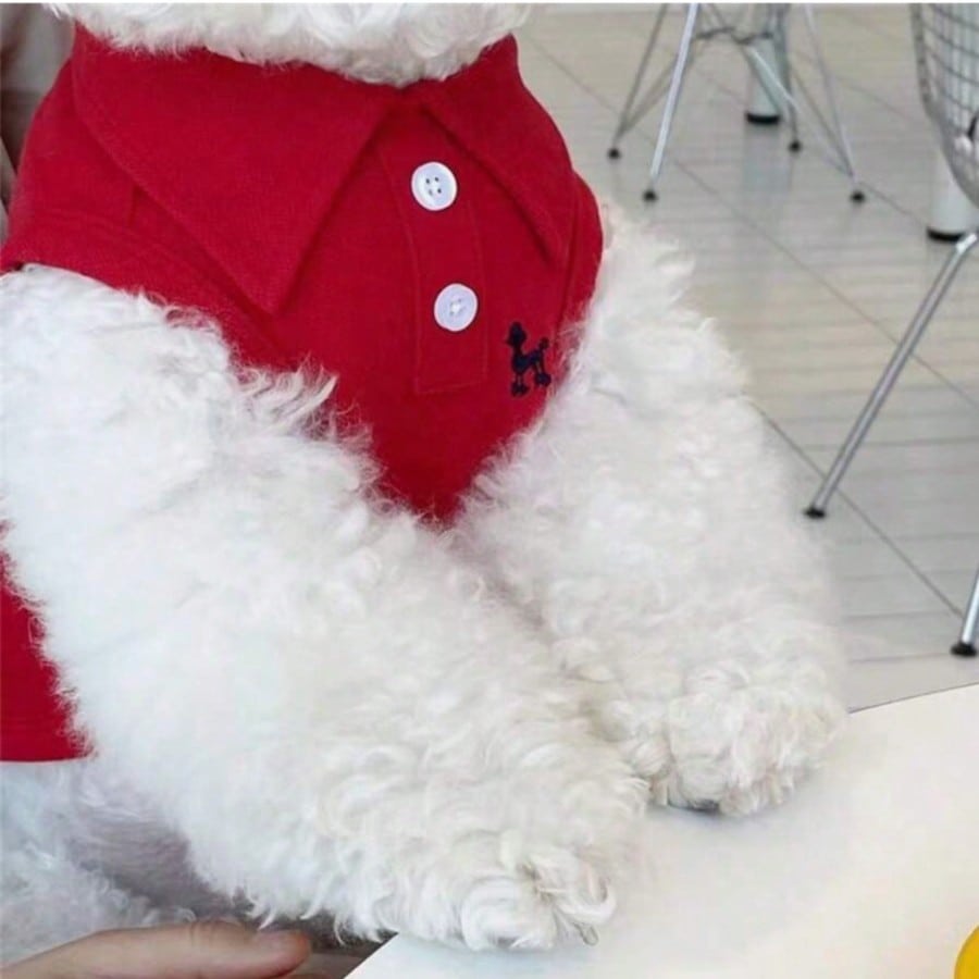 One Piece Solid Color Pet Polo Embroidered Shirt For Spring And Summer Vest