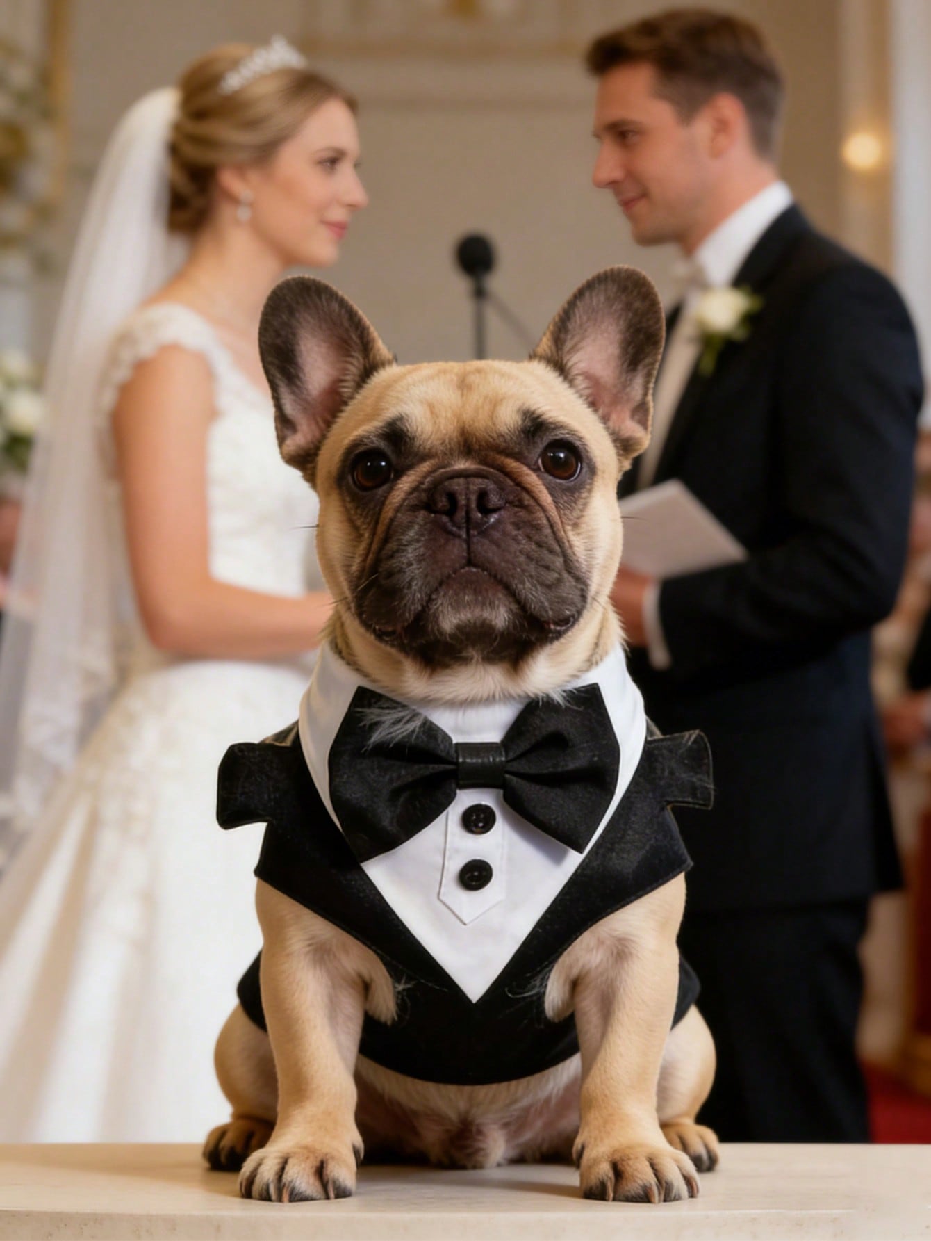 Black and white colorblock pet tuxedo harness vest with bow tie for small and medium dogs or cats, formal polyester vest for weddings and birthdays