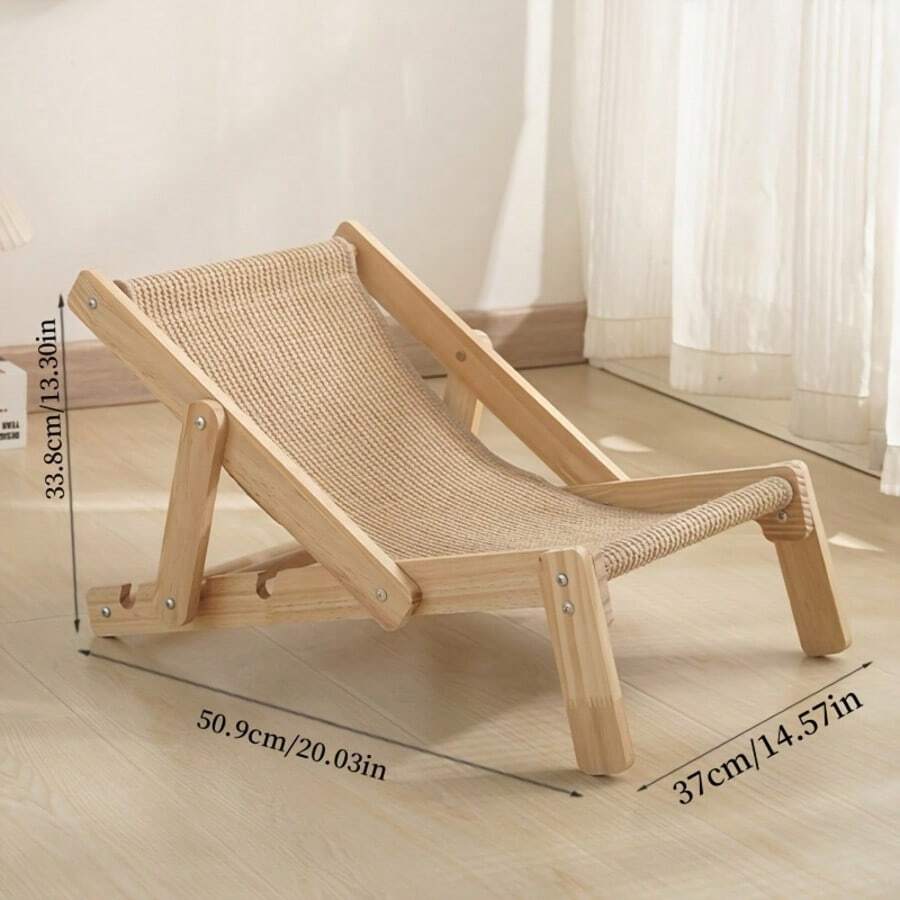 Sisal cat scratch board and rocking bed lounge chair hammock with linen material for cats and dogs.