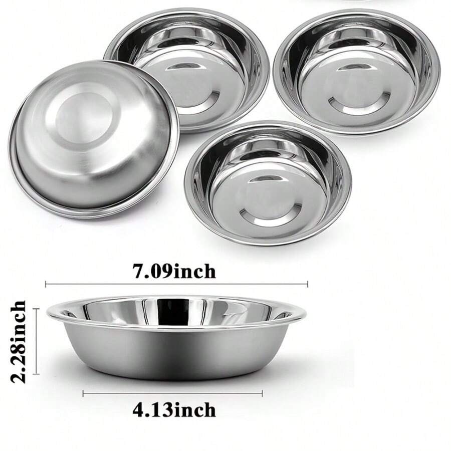 5 pack 7.09 inch 304 stainless steel shallow wide cat food bowls for whisker fatigue relief
