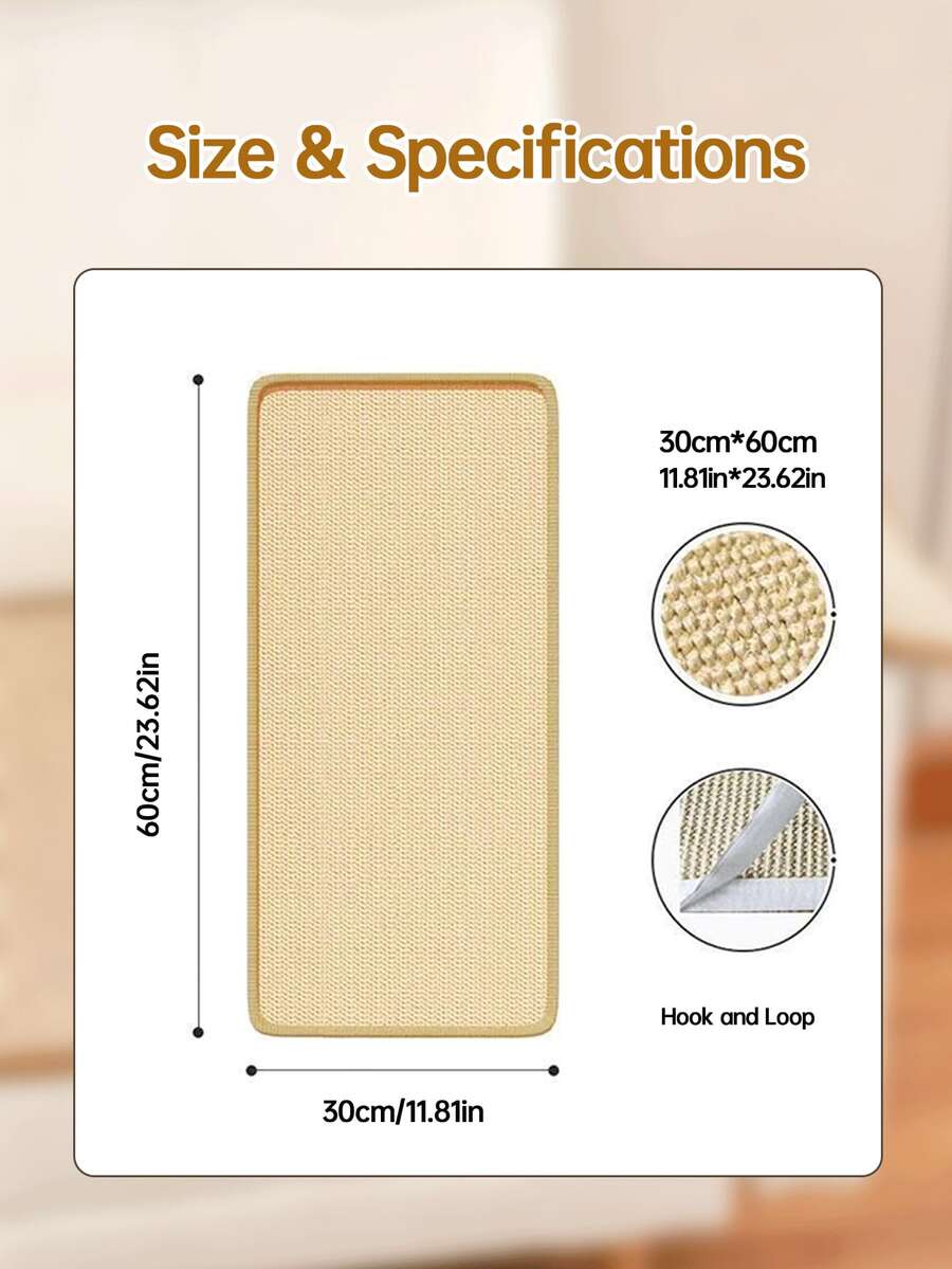 Multicolor sisal cat scratcher mat and scratch-resistant pad designed for cats to protect wall and couch furniture.