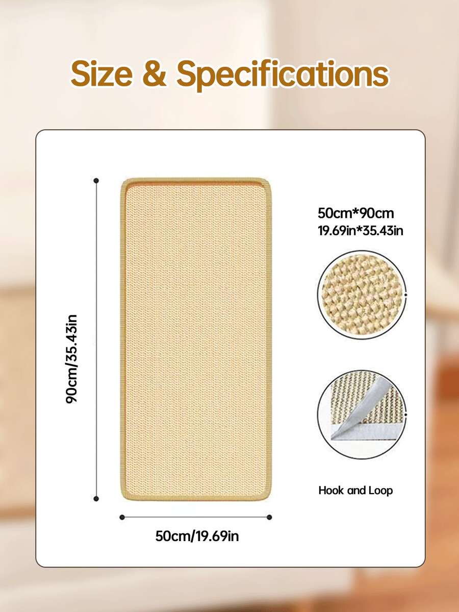 Multicolor sisal cat scratcher mat and scratch-resistant pad designed for cats to protect wall and couch furniture.