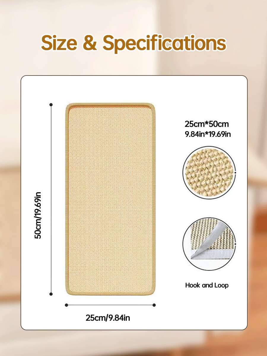 Multicolor sisal cat scratcher mat and scratch-resistant pad designed for cats to protect wall and couch furniture.