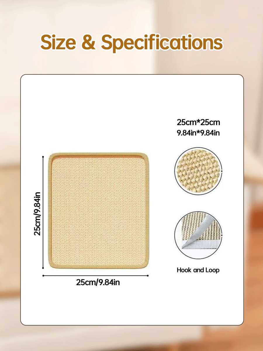 Multicolor sisal cat scratcher mat and scratch-resistant pad designed for cats to protect wall and couch furniture.