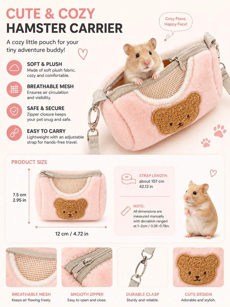 Multicolor hamster outdoor sling bag made of 100% polyester, designed as a warm portable carrier for small pets.