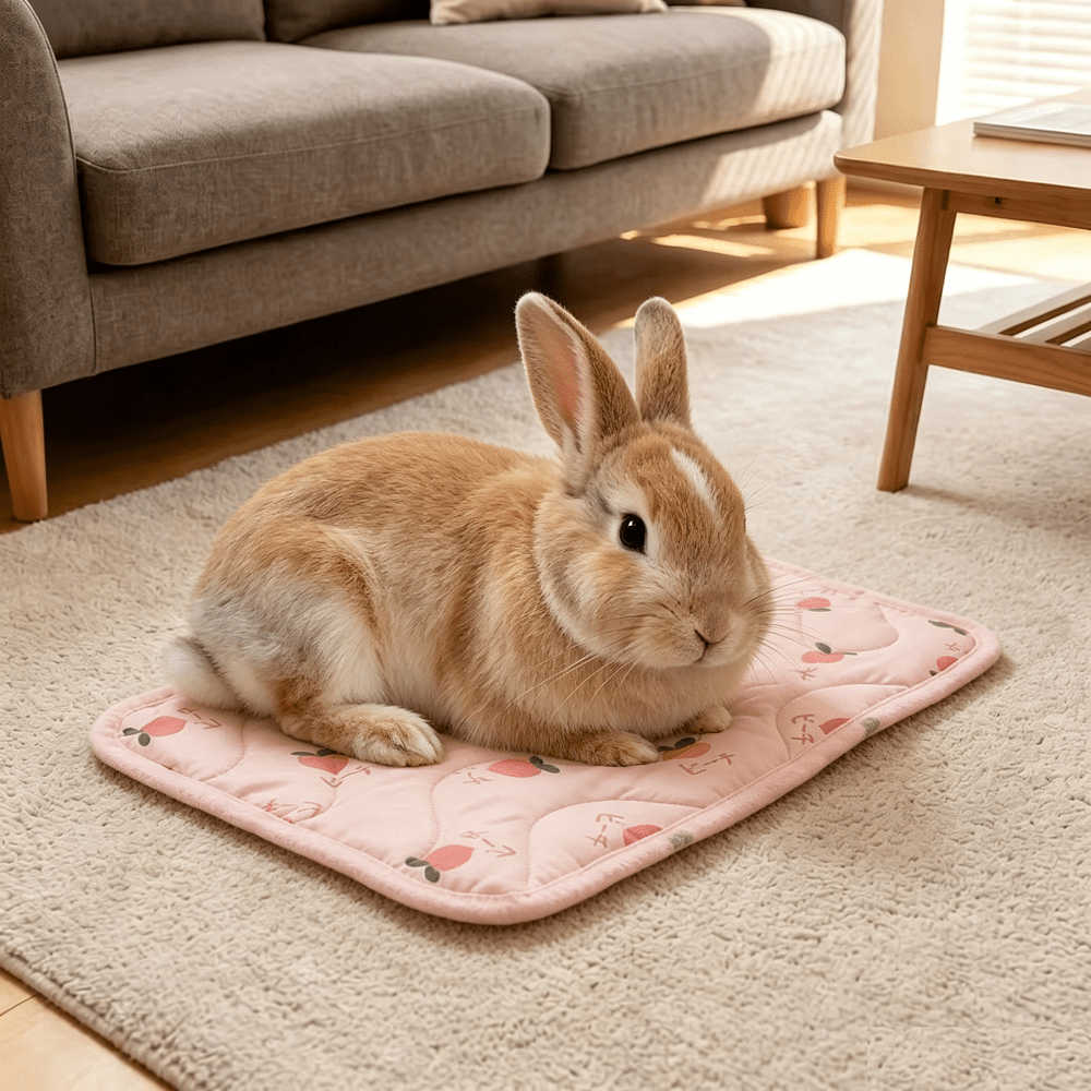 1pc Cute Fruit Pattern Pet Cooling Mat, Summer Ice Silk Breathable Anti-Slip Washable Pet Bed Mat, Essential For Small Animals Cats Dogs Rabbits, Indoor Outdoor Cage Liner