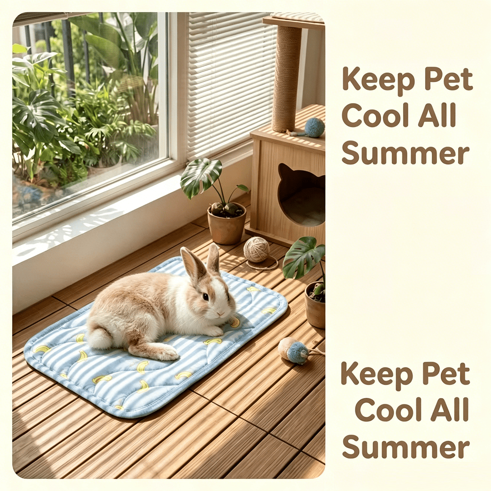 1pc Cute Fruit Pattern Pet Cooling Mat, Summer Ice Silk Breathable Anti-Slip Washable Pet Bed Mat, Essential For Small Animals Cats Dogs Rabbits, Indoor Outdoor Cage Liner