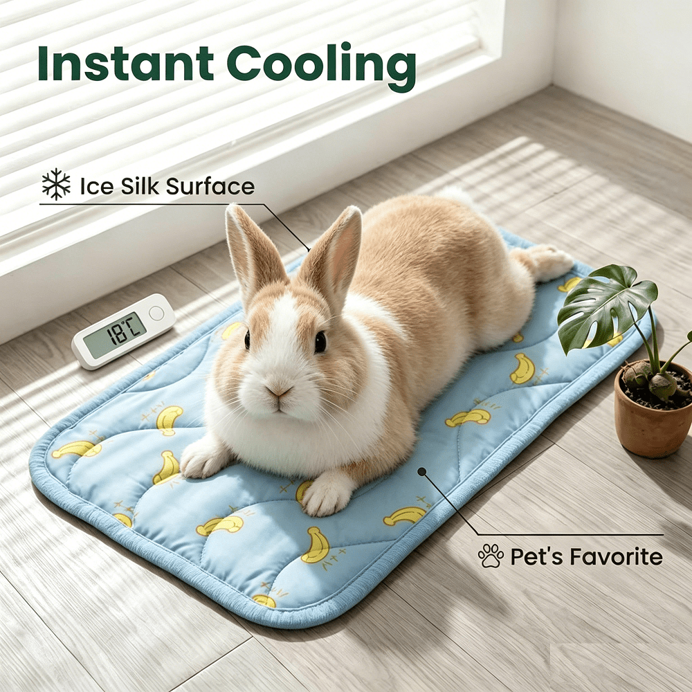 1pc Cute Fruit Pattern Pet Cooling Mat, Summer Ice Silk Breathable Anti-Slip Washable Pet Bed Mat, Essential For Small Animals Cats Dogs Rabbits, Indoor Outdoor Cage Liner