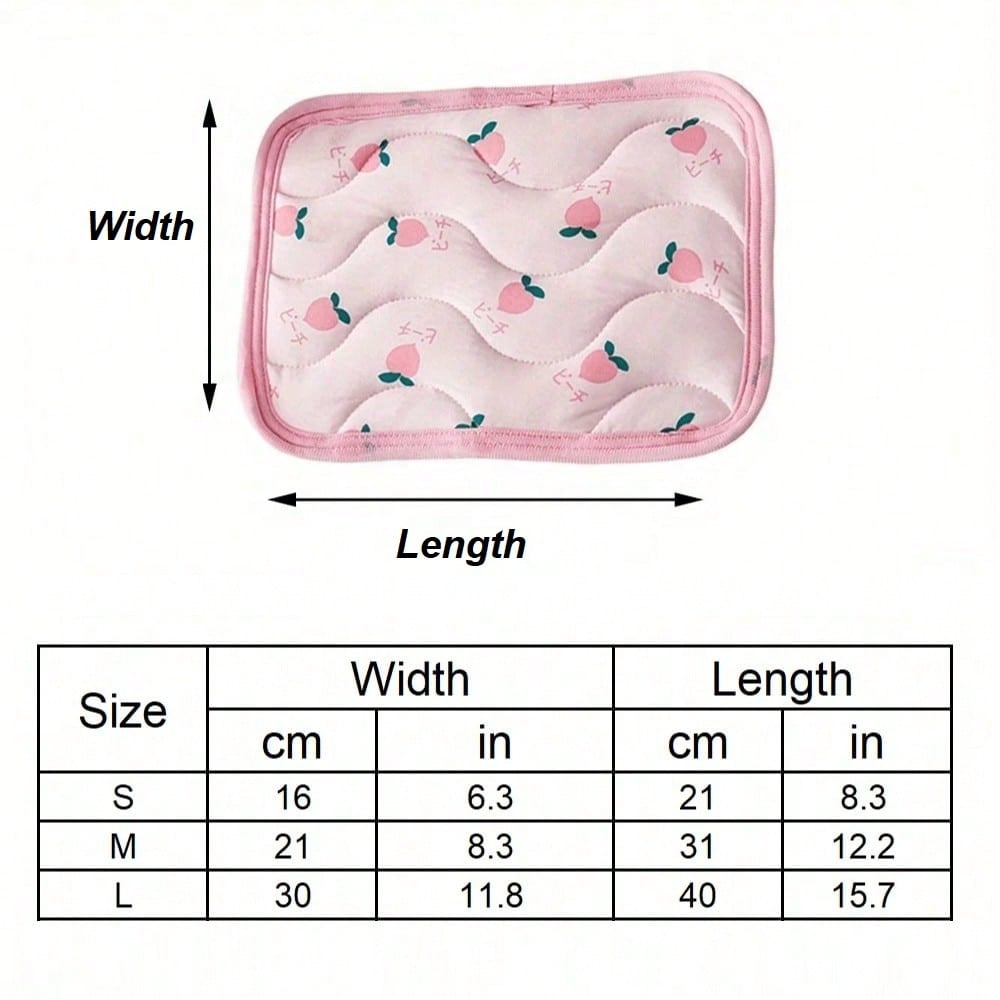 1pc Cute Fruit Pattern Pet Cooling Mat, Summer Ice Silk Breathable Anti-Slip Washable Pet Bed Mat, Essential For Small Animals Cats Dogs Rabbits, Indoor Outdoor Cage Liner