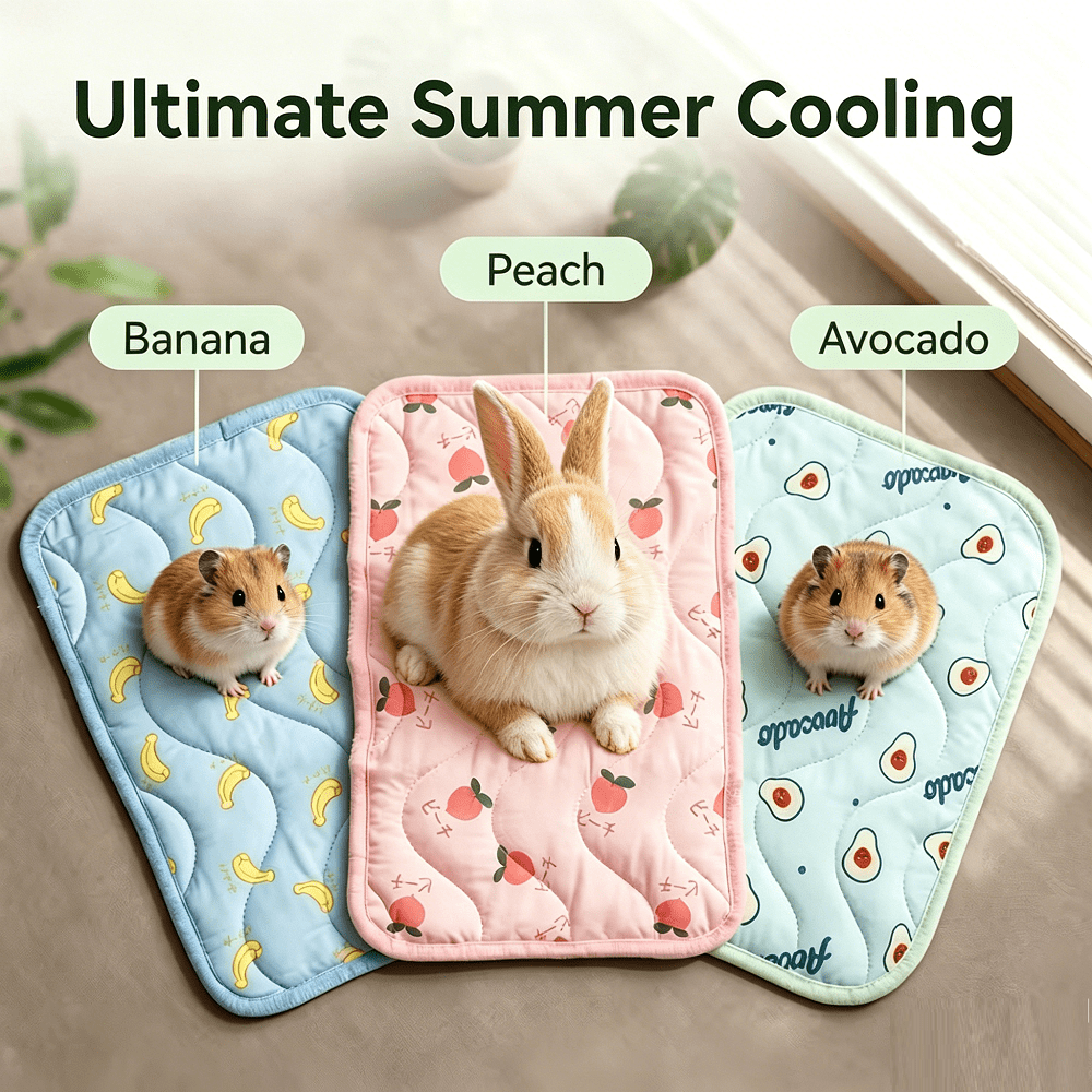 1pc Cute Fruit Pattern Pet Cooling Mat, Summer Ice Silk Breathable Anti-Slip Washable Pet Bed Mat, Essential For Small Animals Cats Dogs Rabbits, Indoor Outdoor Cage Liner