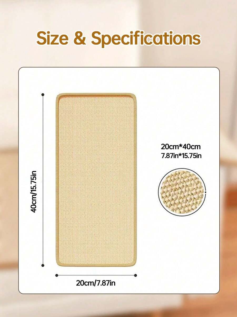 Multicolor sisal cat scratcher mat and scratch-resistant pad designed for cats to protect wall and couch furniture.