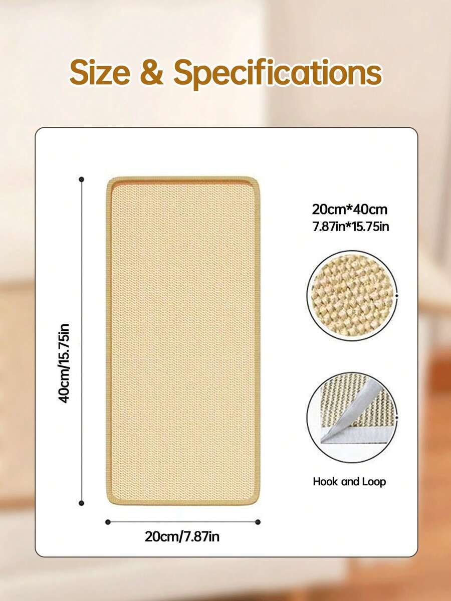 Multicolor sisal cat scratcher mat and scratch-resistant pad designed for cats to protect wall and couch furniture.