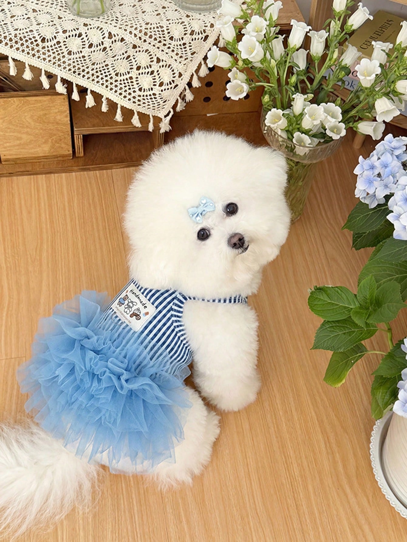 1PC Ins Style Striped Tulle Princess Dress, Breathable Suspender Skirt For Small Dogs Cats