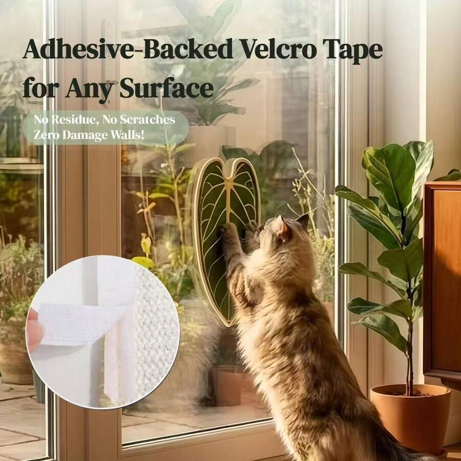 Green leaf shaped cat scratching board made of natural sisal for indoor cat claw grinding and play