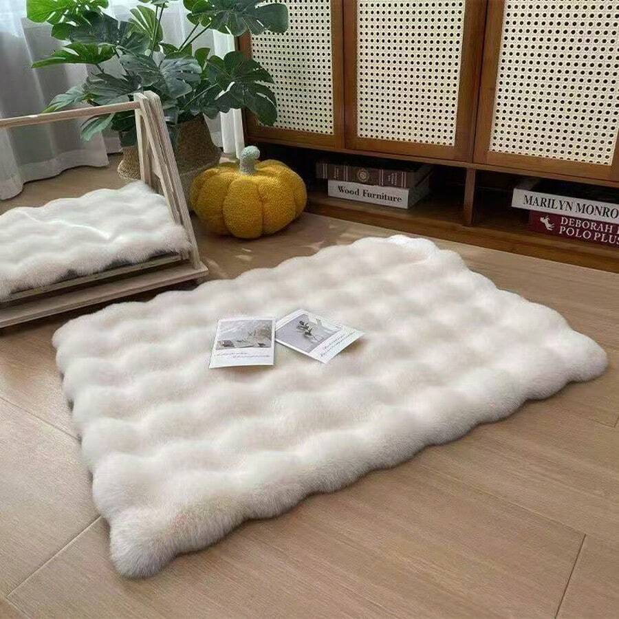 Multicolor plush pet bed mat with cartoon pattern for dogs and cats