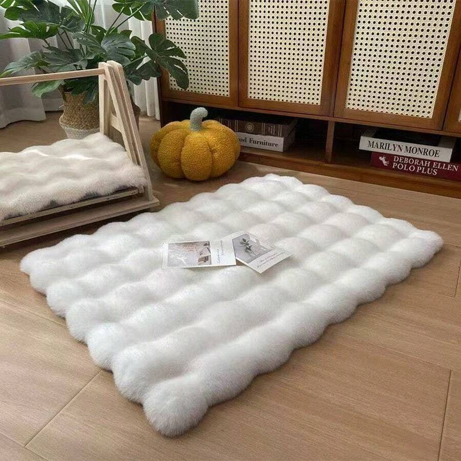 Multicolor plush pet bed mat with cartoon pattern for dogs and cats