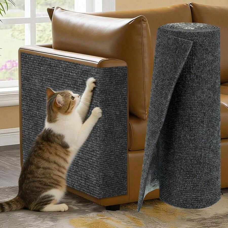 Trimmable polyester cat scratching mat and sofa corner protector pad measuring 30x100 cm in plain design.