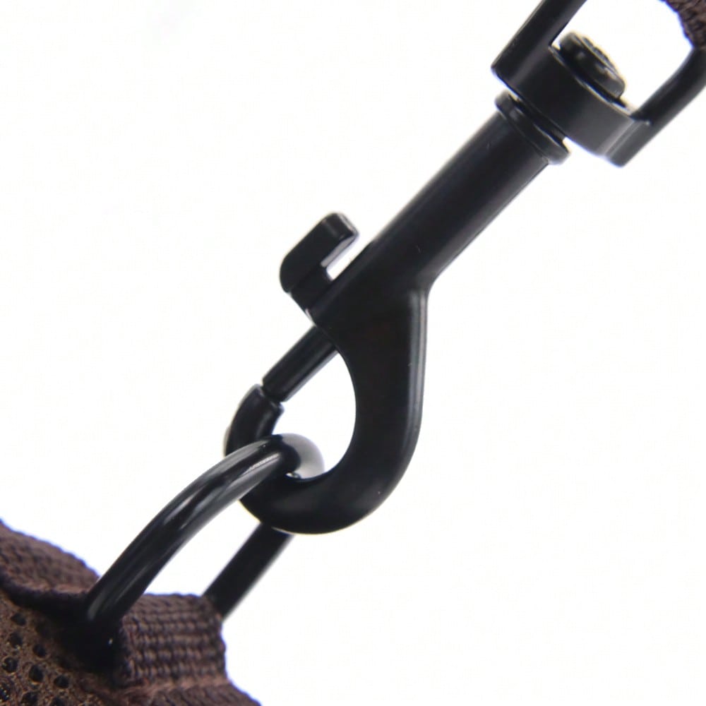 Coffee brown reflective pet harness and leash set with adjustable anti-escape chest strap for cats and small dogs