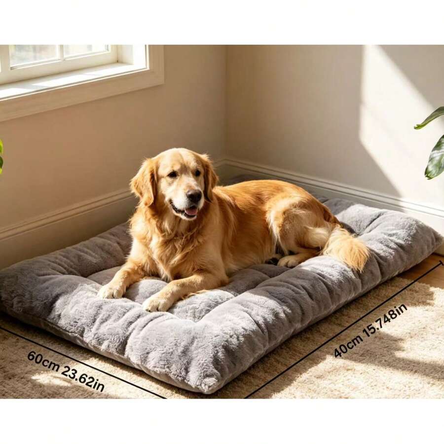 Grey XL dog sleeping pad made of polyester with a non-slip bottom and washable cover.