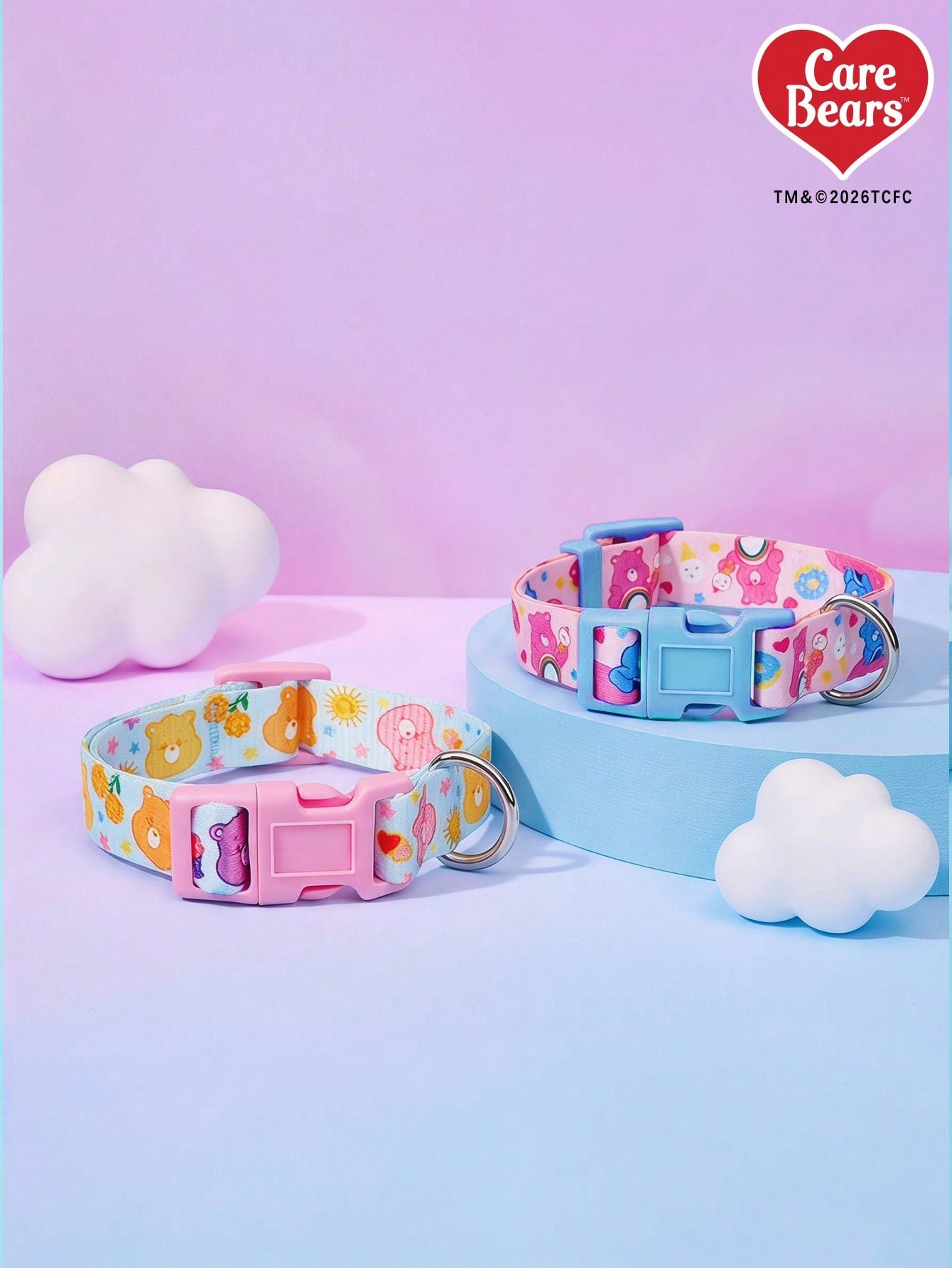 Multicolor adjustable polyester dog collar with cute cartoon fruit and vegetable print and quick-release buckle for small and medium dogs
