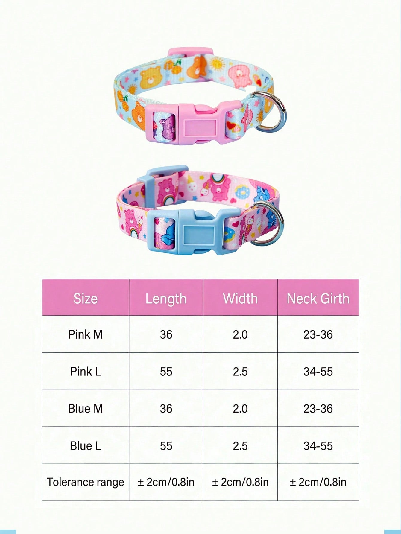 Multicolor adjustable polyester dog collar with cute cartoon fruit and vegetable print and quick-release buckle for small and medium dogs
