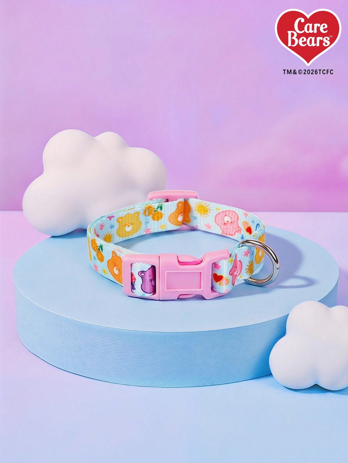 Multicolor adjustable polyester dog collar with cute cartoon fruit and vegetable print and quick-release buckle for small and medium dogs