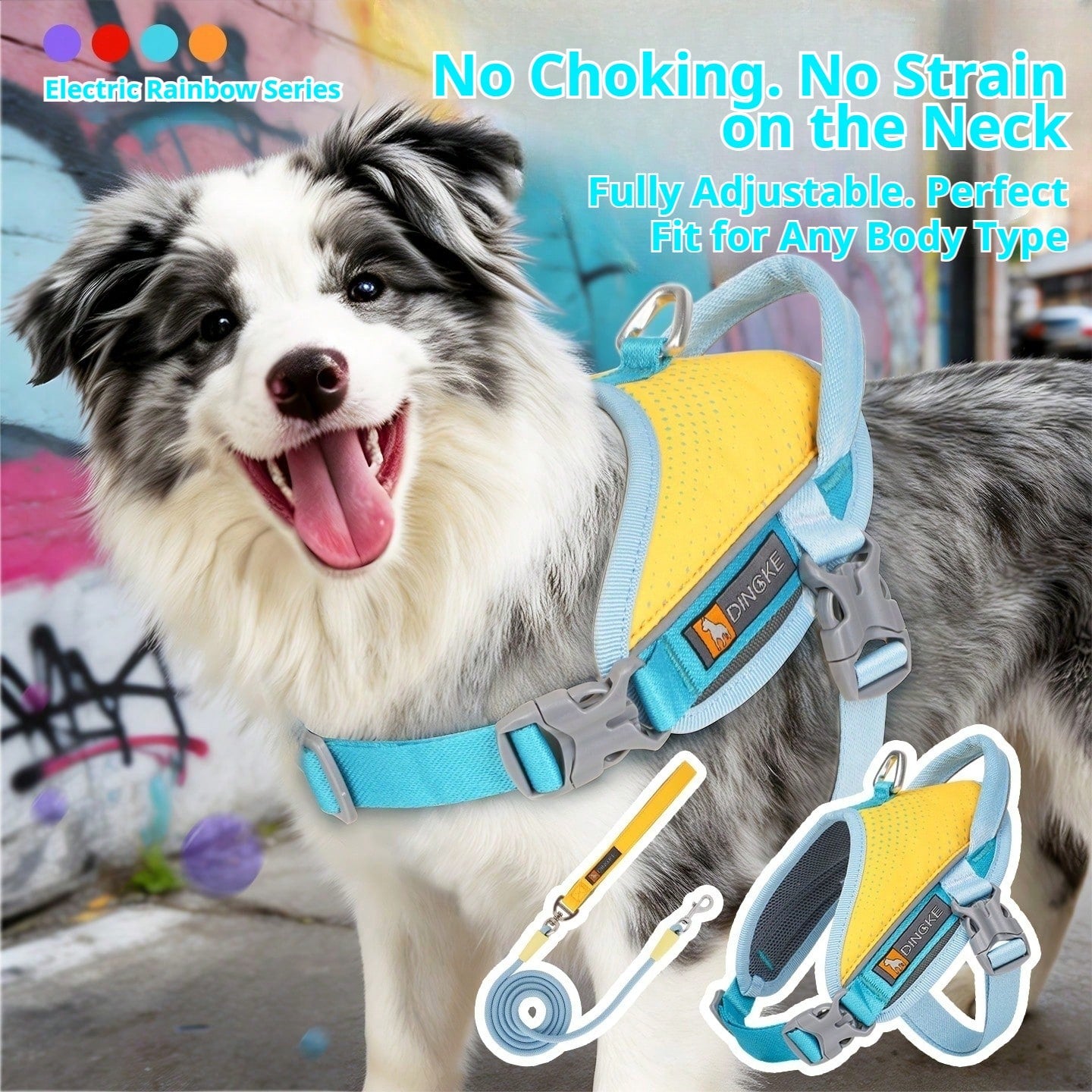 Anti-Pull Anti-Escape Reflective Pet Harness, Comfortable Breathable Mesh Lining, High-Quality Space Aluminum Leash D-Ring, Lightweight No-Burden Design, Anti-Pull Auxiliary Handle, Suitable For Medium And Small Dogs, Home And Outdoor Use. Close-Range