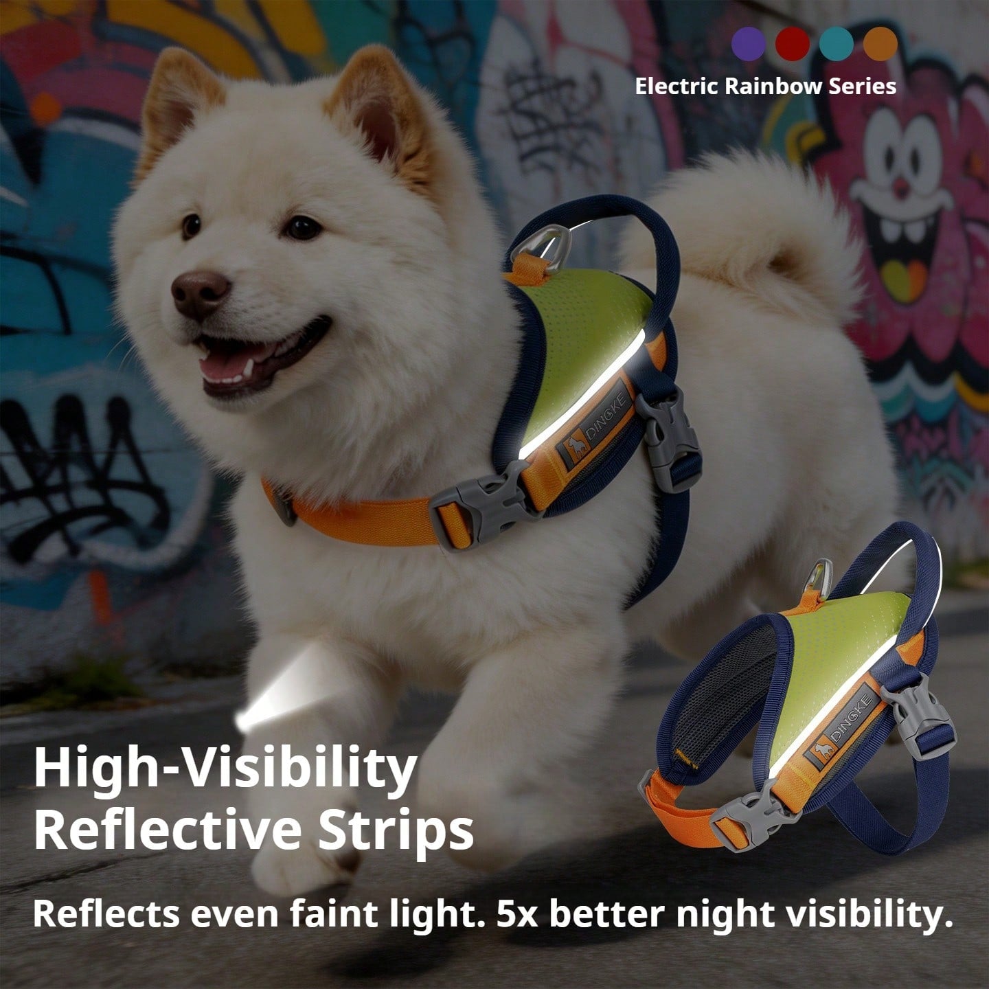 Anti-Pull Anti-Escape Reflective Pet Harness, Comfortable Breathable Mesh Lining, High-Quality Space Aluminum Leash D-Ring, Lightweight No-Burden Design, Anti-Pull Auxiliary Handle, Suitable For Medium And Small Dogs, Home And Outdoor Use. Close-Range