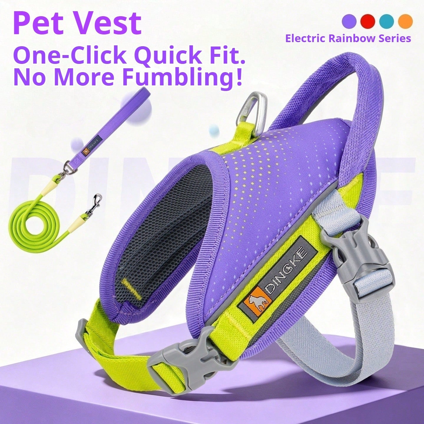 Anti-Pull Anti-Escape Reflective Pet Harness, Comfortable Breathable Mesh Lining, High-Quality Space Aluminum Leash D-Ring, Lightweight No-Burden Design, Anti-Pull Auxiliary Handle, Suitable For Medium And Small Dogs, Home And Outdoor Use. Close-Range