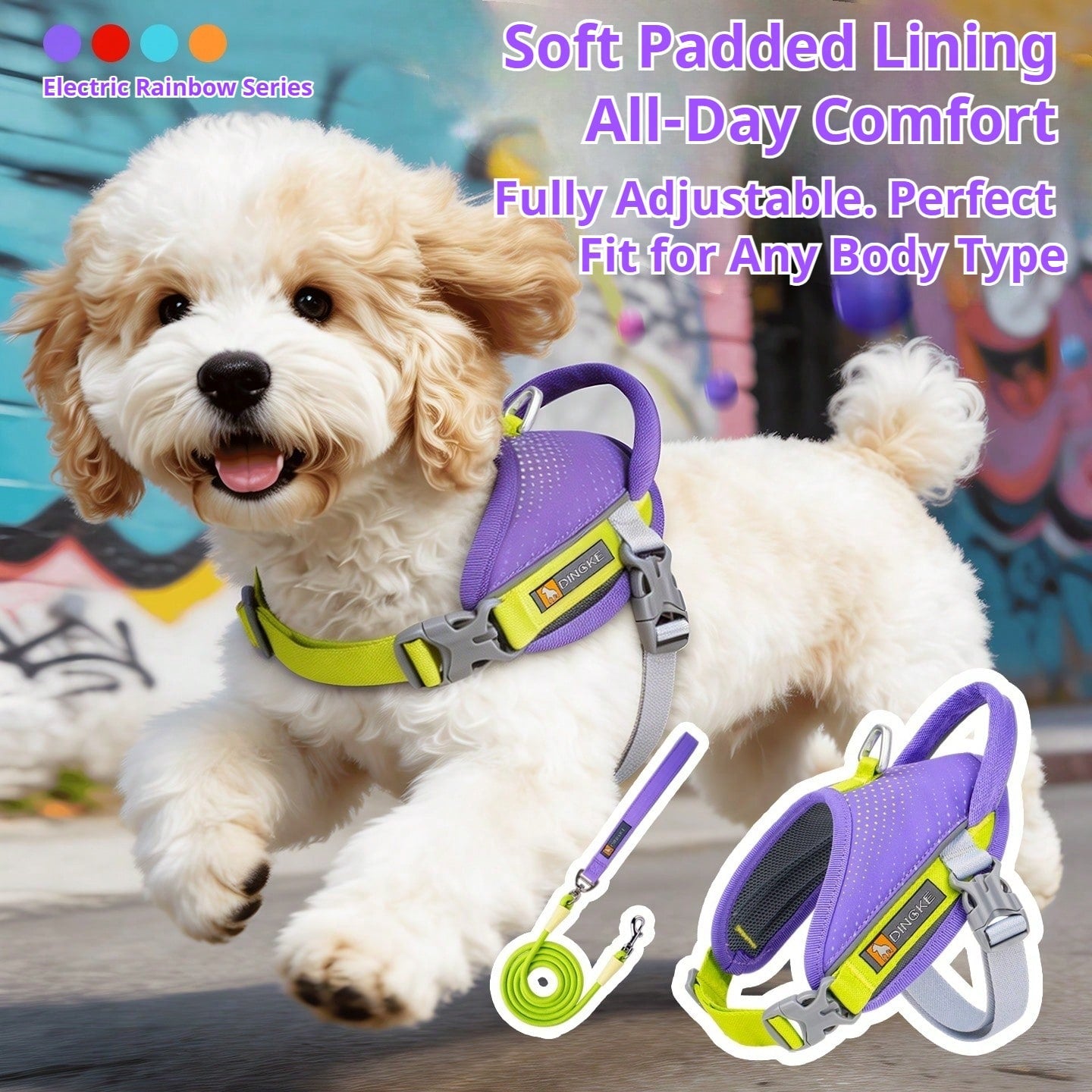 Anti-Pull Anti-Escape Reflective Pet Harness, Comfortable Breathable Mesh Lining, High-Quality Space Aluminum Leash D-Ring, Lightweight No-Burden Design, Anti-Pull Auxiliary Handle, Suitable For Medium And Small Dogs, Home And Outdoor Use. Close-Range