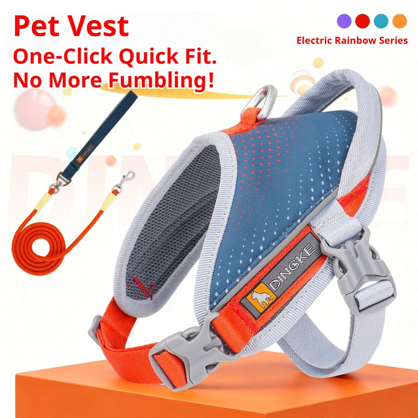 Anti-Pull Anti-Escape Reflective Pet Harness, Comfortable Breathable Mesh Lining, High-Quality Space Aluminum Leash D-Ring, Lightweight No-Burden Design, Anti-Pull Auxiliary Handle, Suitable For Medium And Small Dogs, Home And Outdoor Use. Close-Range
