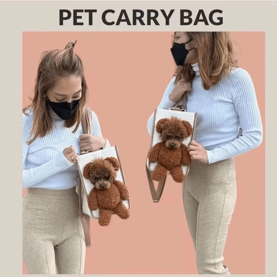 LocalCute Outdoor Bag With Large Capacity, Can Be Peeked Out, Plush Bear And Cat Bag, Shoulder Bag, Small Dog Tote Bag, Pet Bag.
