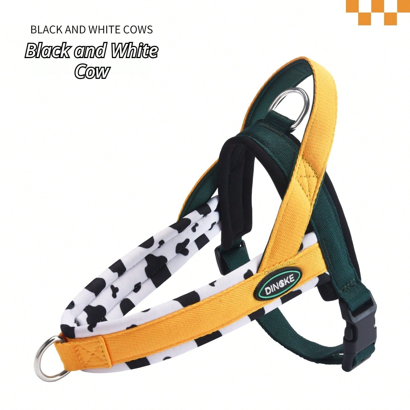 Soft padded colorblock dog harness for small to medium dogs and active puppies, made from polyester for everyday walking.