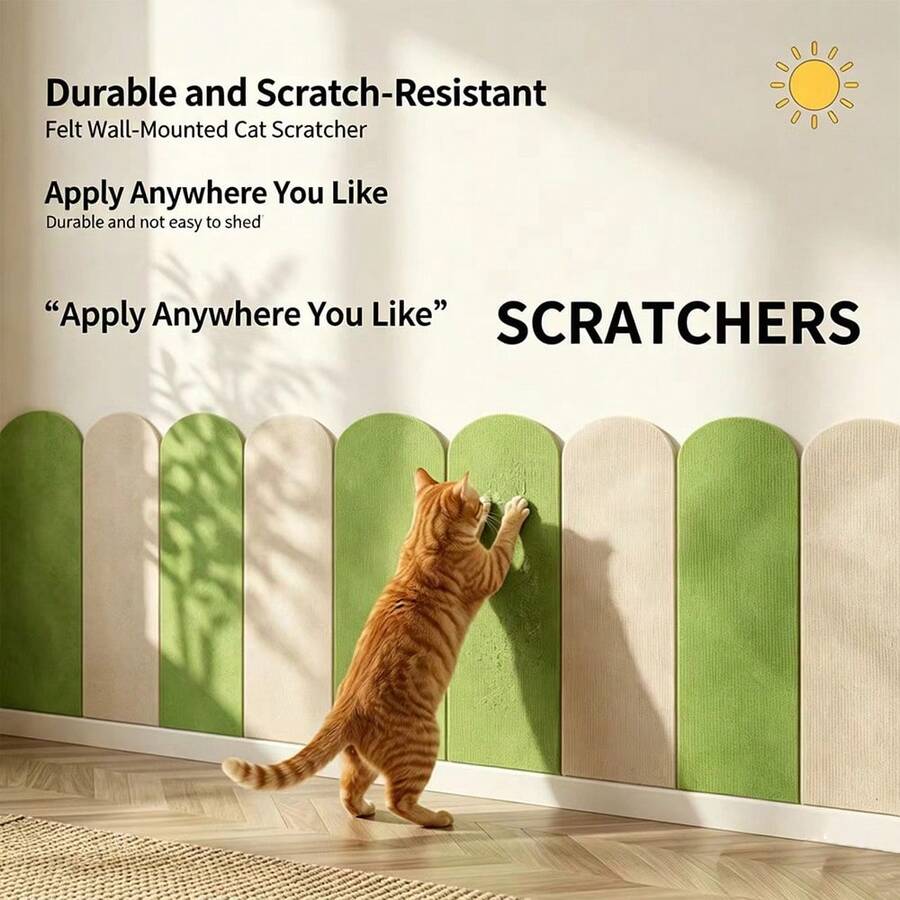 Self-adhesive plain polyester cat scratch guard pad designed for wall and sofa furniture protection against cat scratching.