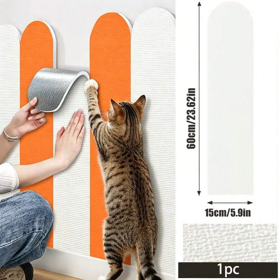 Self-adhesive plain polyester cat scratch guard pad designed for wall and sofa furniture protection against cat scratching.