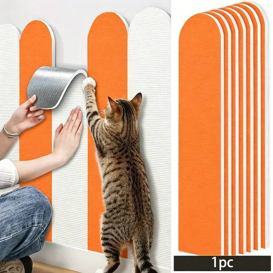 Self-adhesive plain polyester cat scratch guard pad designed for wall and sofa furniture protection against cat scratching.