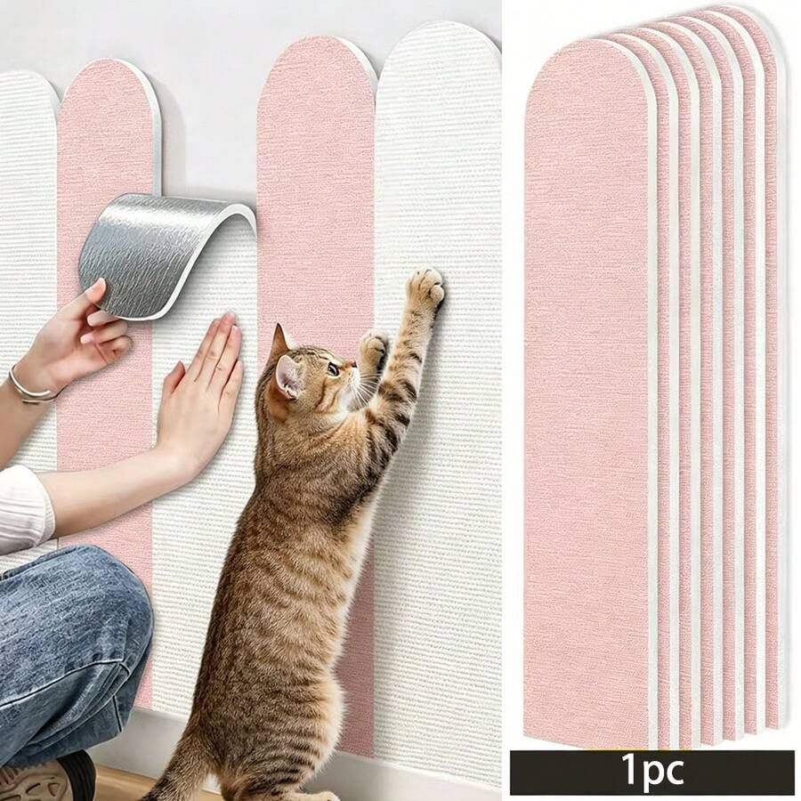 Self-adhesive plain polyester cat scratch guard pad designed for wall and sofa furniture protection against cat scratching.